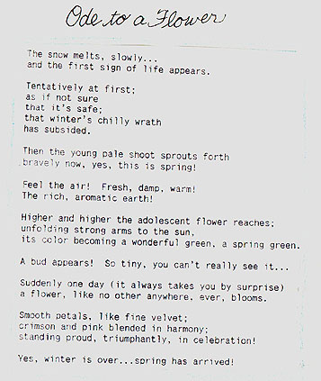 Poem by Cathy in 1988.